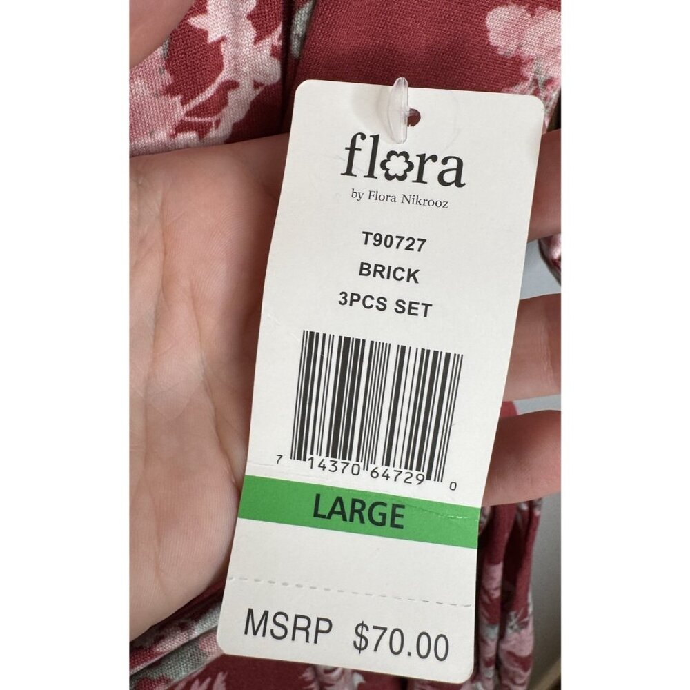 New Flora Large Floral Robe Red - Picture 5 of 5